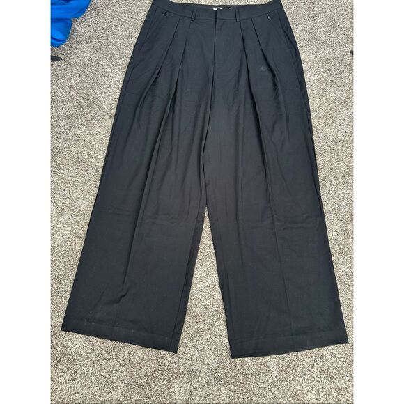 Good American Luxe Suiting Column Pleated Wide Leg Trousers Pants Flowy Size 16 - Picture 11 of 16